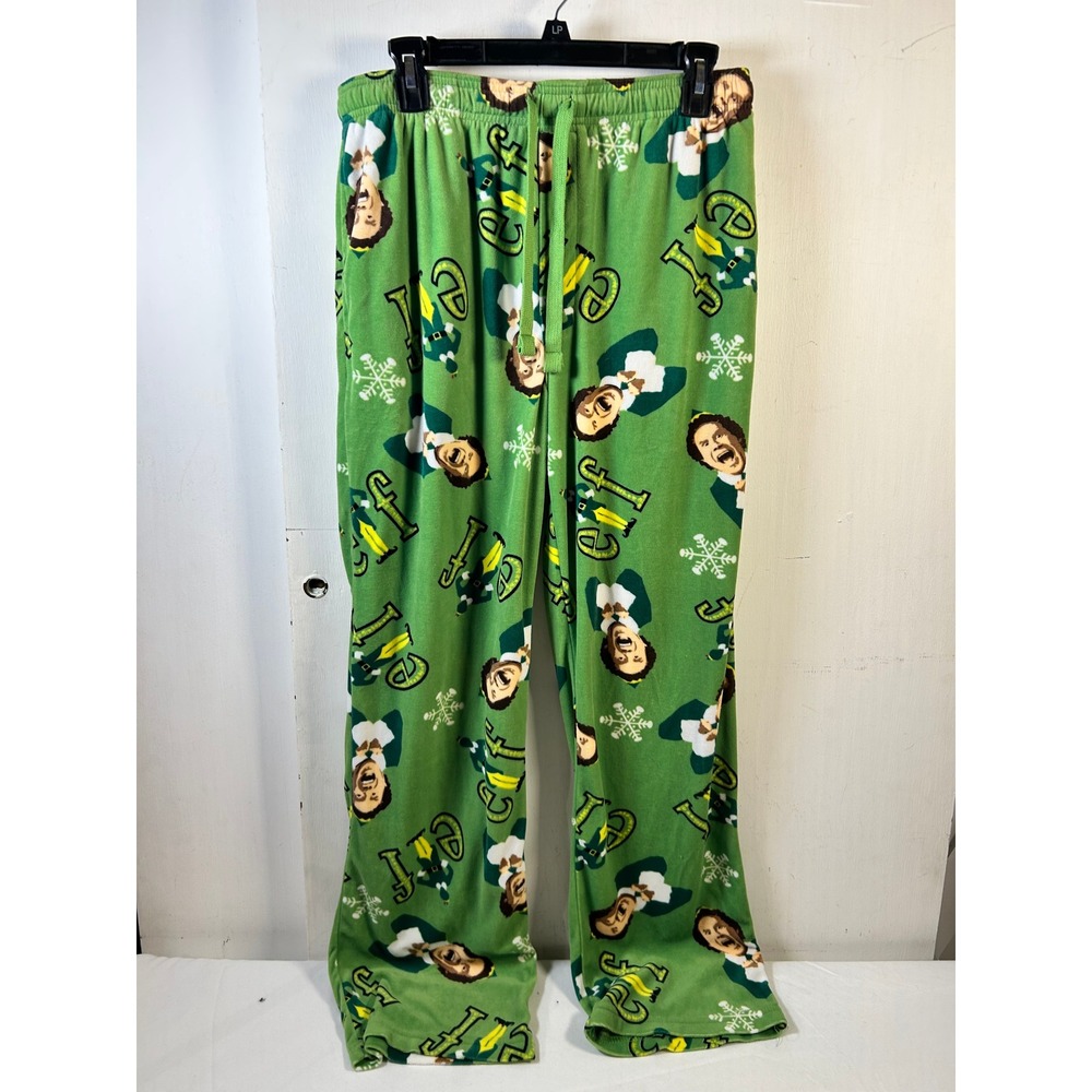 Elf Movie Buddy the Elf Fleece Sleep Pants Mens‎ Medium Green Excellent Pajamas